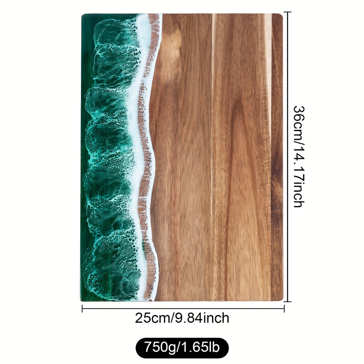 Wave Resin Cutting Board | Ocean-Inspired Acacia Wood Cheese & Serving Board