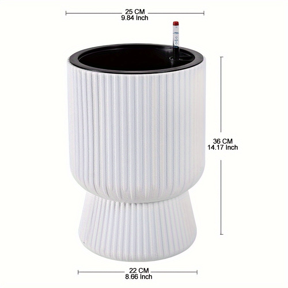 Self-Watering Wine Glass Planter | White with Water Level Indicator