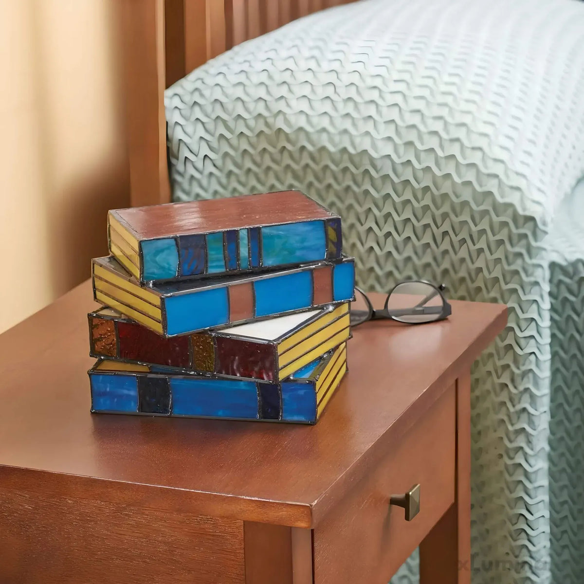 Stained Glass Book Stack Lamp