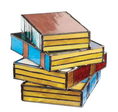 Stained Glass Book Stack Lamp