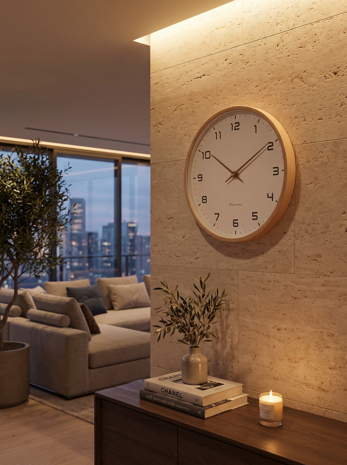 Wood frame wall clock hung and ready to enjoy