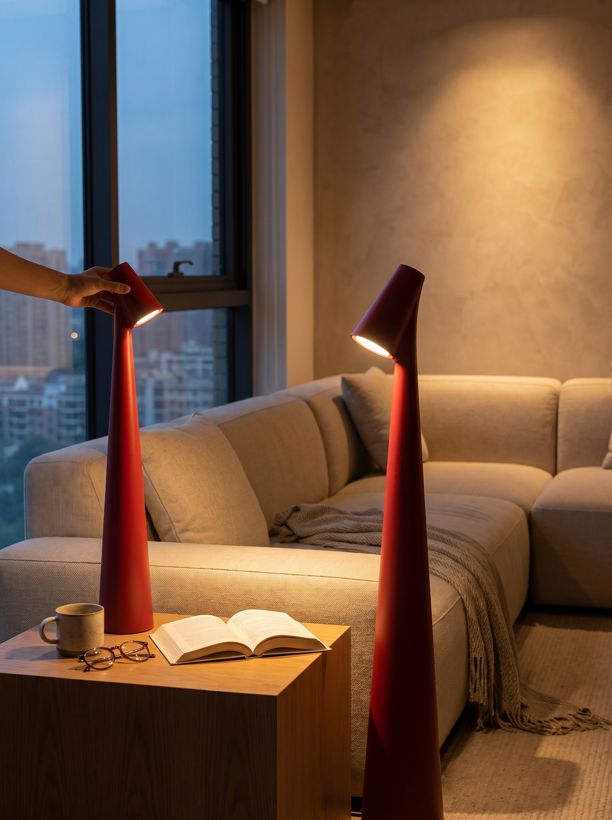 Glowora touch dimmable lamp glowing softly