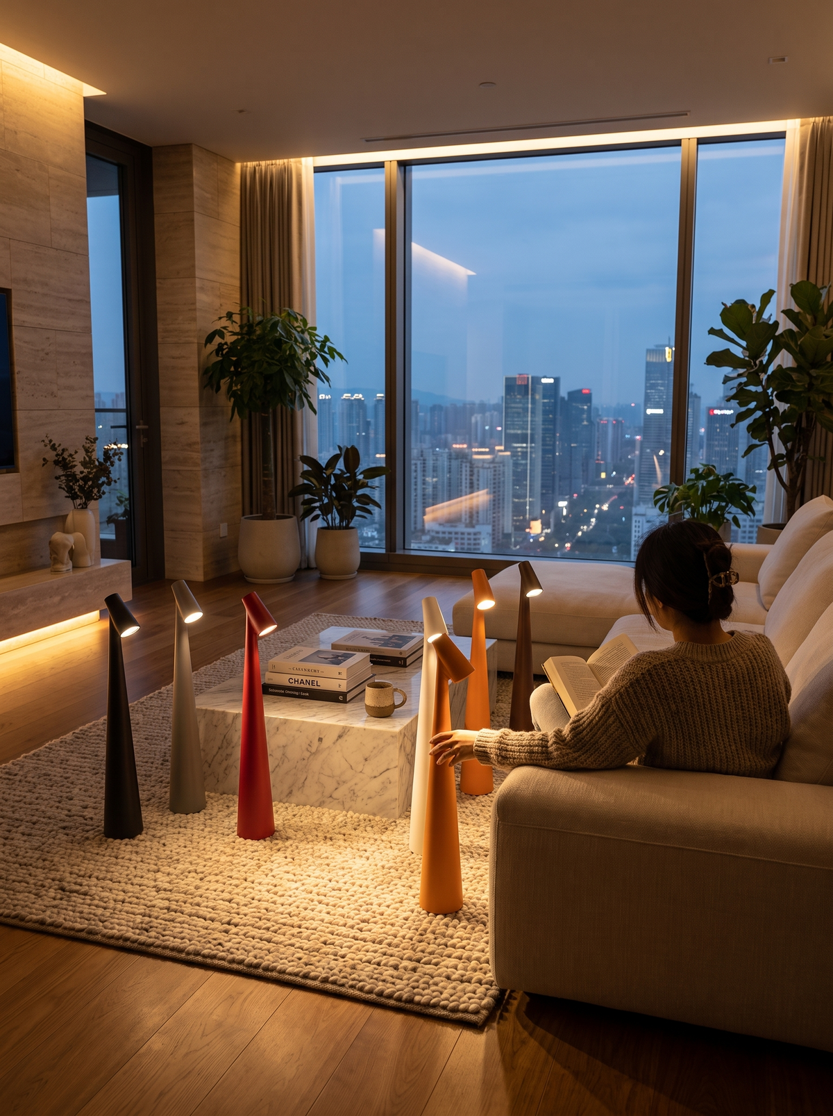 Glowora cordless LED lamp lighting a cozy spot