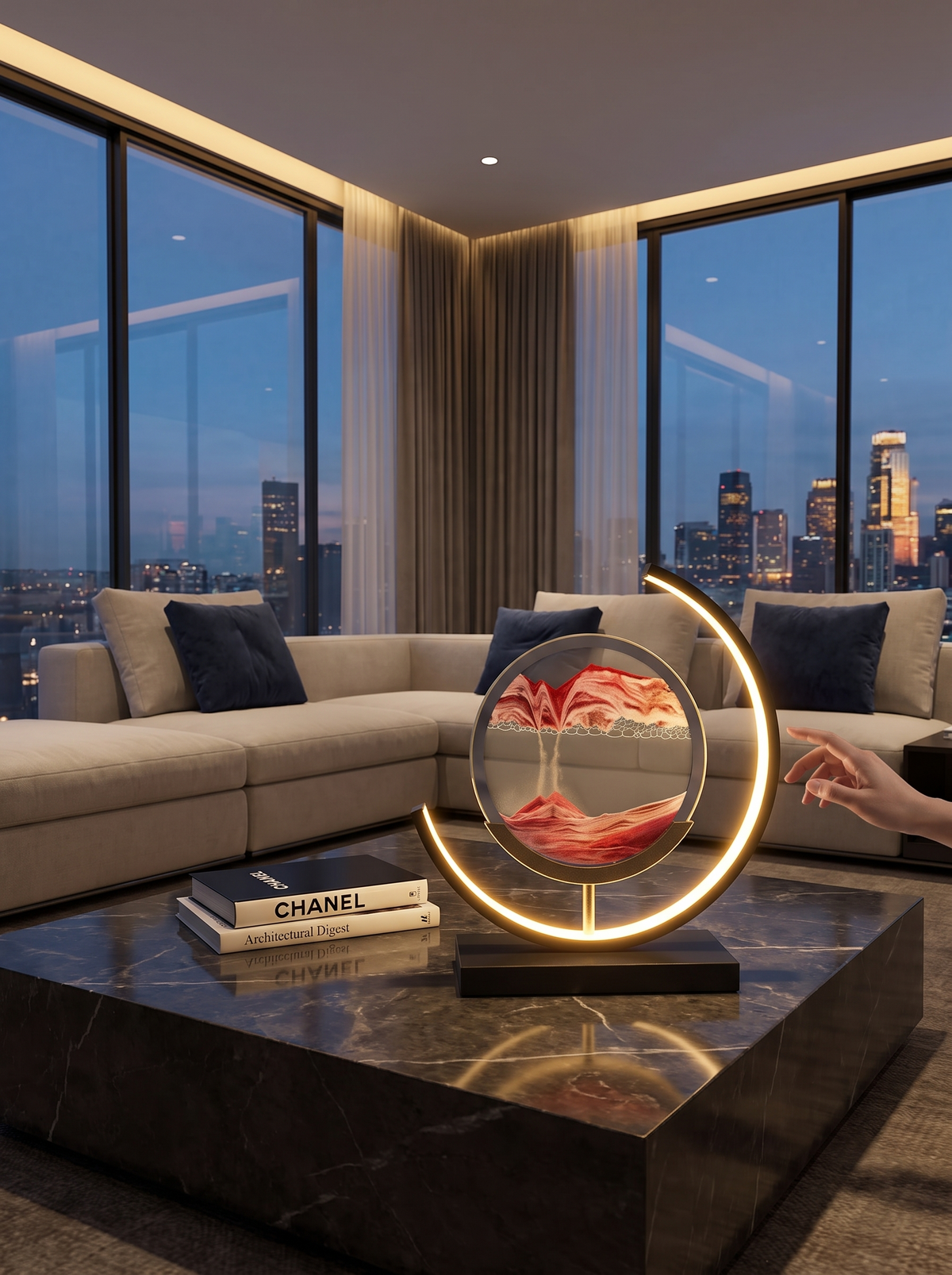 Sandlight quicksand LED lamp as living art