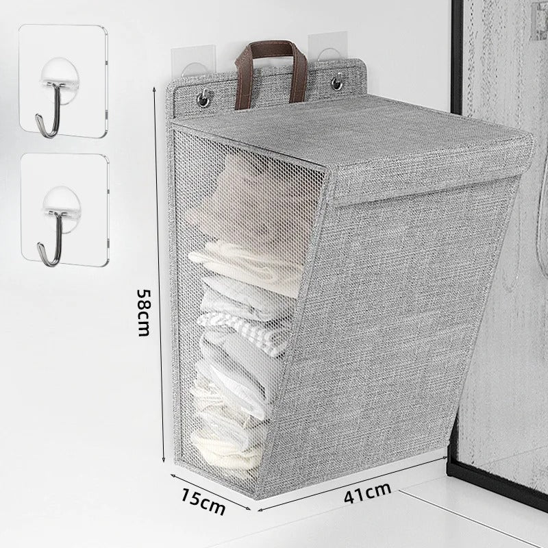 Wallora Wall-Mounted Laundry Basket | Foldable Adhesive Hamper