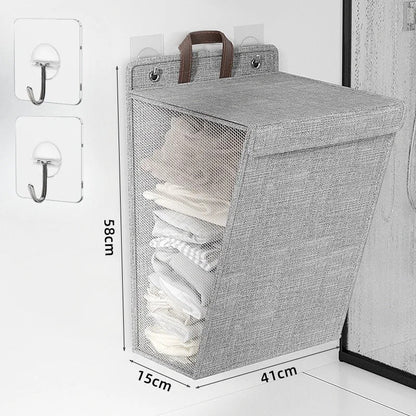 Wallora Wall-Mounted Laundry Basket | Foldable Adhesive Hamper