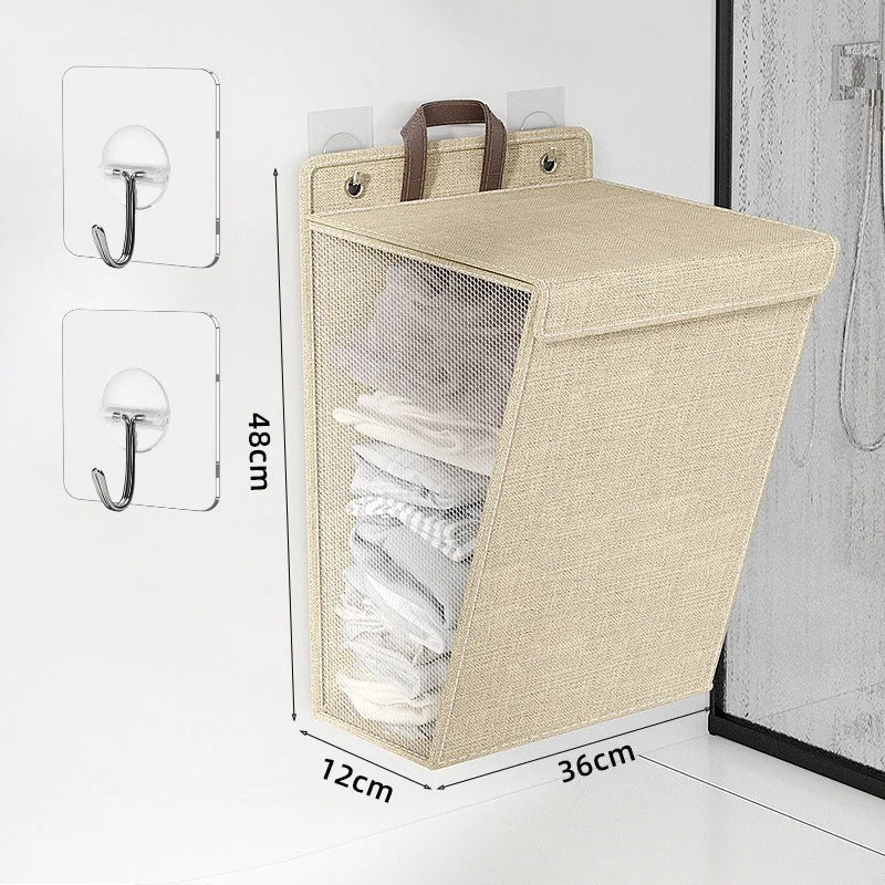 Wallora Wall-Mounted Laundry Basket | Foldable Adhesive Hamper