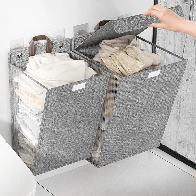 Wallora Wall-Mounted Laundry Basket | Foldable Adhesive Hamper