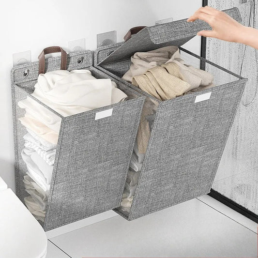 Wallora Wall-Mounted Laundry Basket | Foldable Adhesive Hamper