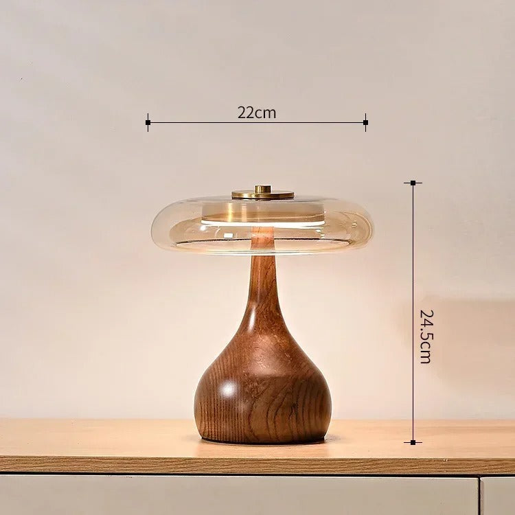 Andi Glass Table Lamp | Modern Brass & Wood Accent Light